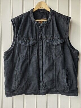 Milwaukee Perfomance Black Denim Zip Up Biker Club Vest Mens 4XL